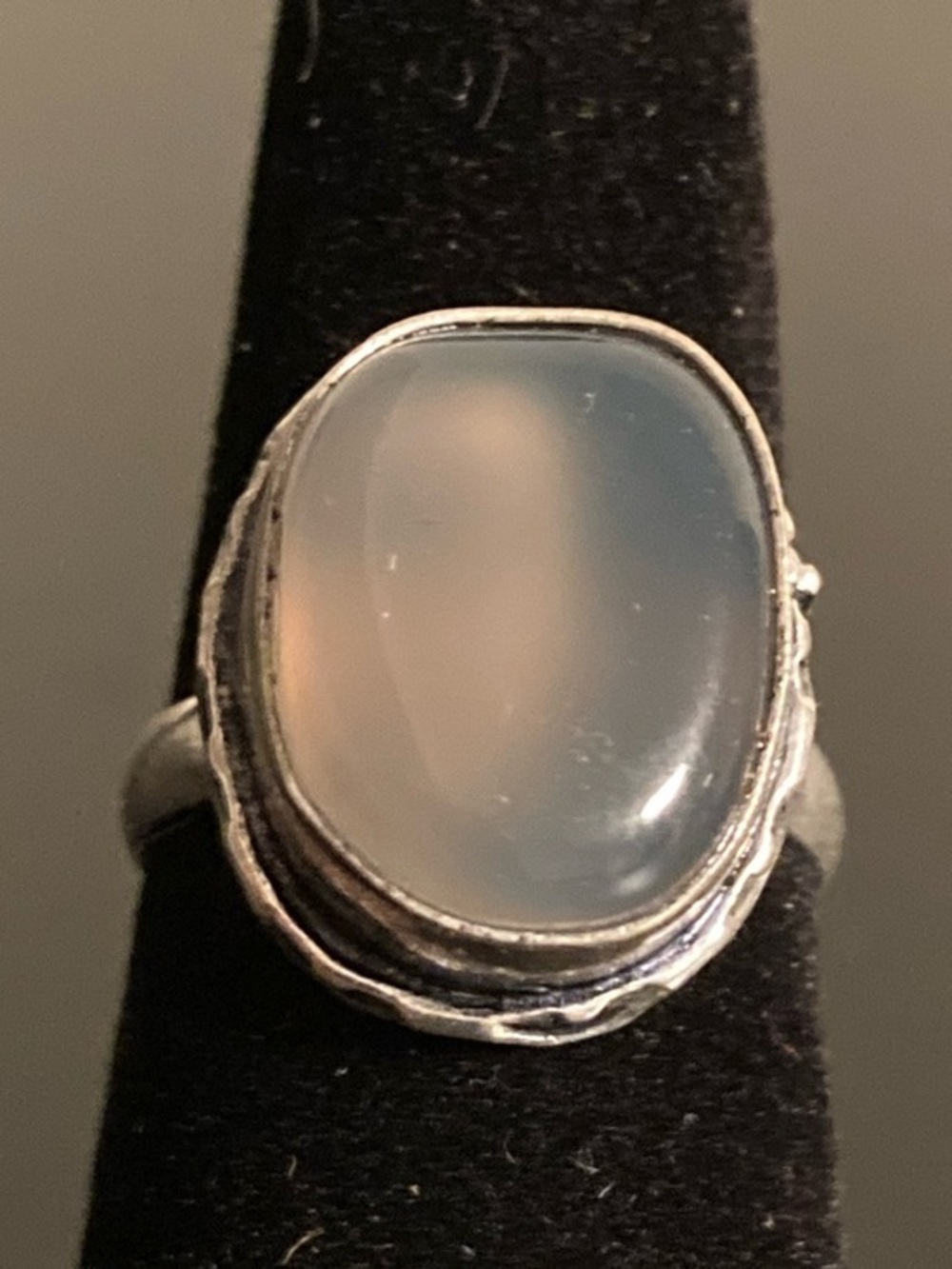 Sterling Silver Moonstone-Effect Cocktail Ring in Opalescent Blue size 5